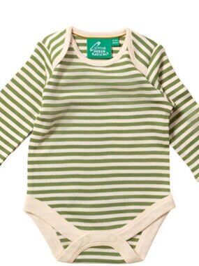 Little Green Radicals Green Striped Long-Sleeve One-Piece